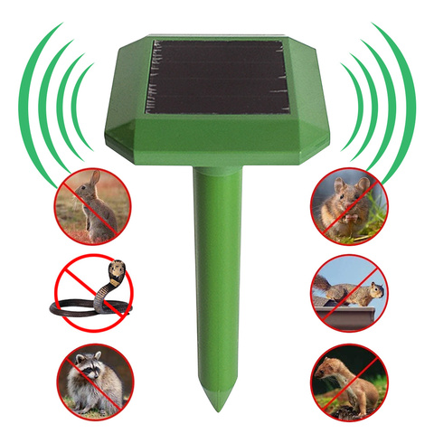 Alimentado por energía Solar roedores repelente Ultra sonic Sonic ratón topo plagas de insectos luz LED repelente para al aire libre de la lámpara del jardín ► Foto 1/6