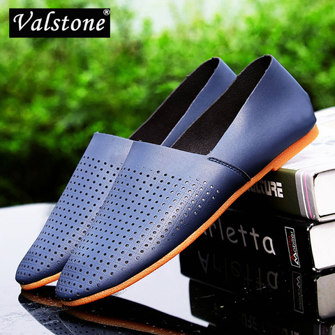 Valstone-mocasines suaves transpirables para hombre, zapatos informales de microfibra, mocasines de cuero transpirable, planos ligeros, sin cordones, 12 colores ► Foto 1/6