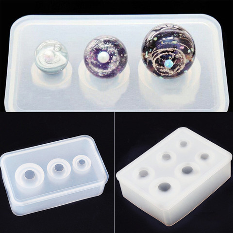 SNASAN-Molde de silicona para hacer joyas, cuentas redondas de 9mm-25mm, resina exóxica, molde de silicona para manualidades hechas a mano ► Foto 1/6