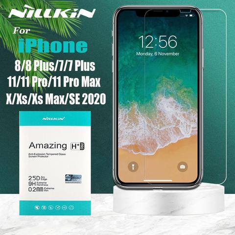 Para iPhone X XS Max XR 8 7 6 s 6 vidrio templado Nillkin 9 H película protectora de pantalla de vidrio transparente duro para Apple iPhone 8 7 6 s 6 Plus ► Foto 1/6