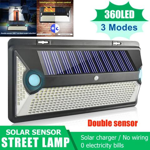 Luz Solar LED impermeable para exteriores lámpara de pared Exterior de calle, con Sensor de movimiento, iluminación de jardín de seguridad nocturna, 360/720 ► Foto 1/6