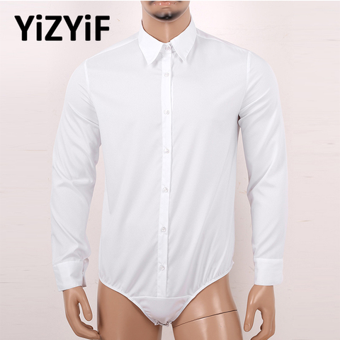 Camisas de manga larga para hombre, camisa con cuello vuelto con botón hacia abajo, Body de Color sólido, Tops, camisa informal suave y cómoda ► Foto 1/6