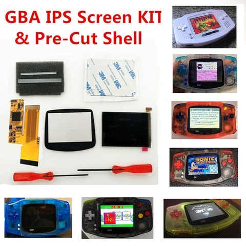 Consola V2 IPS, juegos de retroiluminación LCD, 10 niveles de brillo para Game Boy Advance, GBA + colorida carcasa precortada ► Foto 1/6