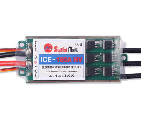 SunriseModel-controlador electrónico de velocidad ICE 120A 180A HV ESC 4-14S para Motor sin escobillas, modelo de helicóptero RC, piezas de bricolaje para avión ► Foto 1/2