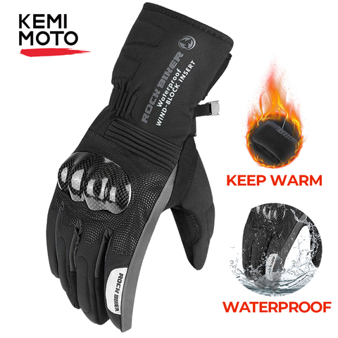 Guantes de fibra de carbono para motocicleta, resistentes al agua, cálidos, protectores para pantalla táctil, para invierno, 2022 ► Foto 1/6