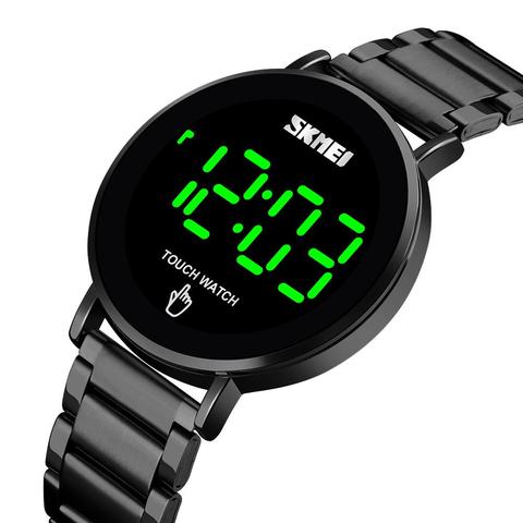 SKMEI-Reloj Digital de acero inoxidable para hombre, pulsera electrónica de lujo con pantalla táctil y luz LED ► Foto 1/6
