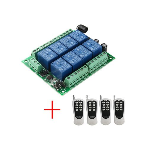 Receptor de interruptor de Control remoto inalámbrico DC12V, 8 canales, controlador de módulo de relé TX, 8 botones, 433MHz, TRANSMISOR DE RF ► Foto 1/6