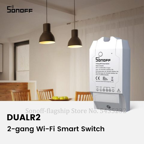 SONOFF-interruptor inalámbrico Itead, módulo de relé de 2 entradas, Wifi Dual, control remoto, bricolaje, 220V, funciona con Alexa y Google Home ► Foto 1/6