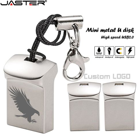 JASTER Mini unidad flash USB de metal 4G, 8G, 16GB, 32GB, 64GB, 128G, lápiz de memoria USB personalizado, regalo con logotipo personalizado ► Foto 1/6