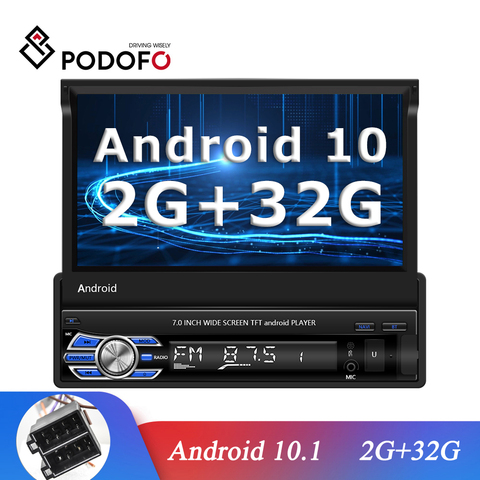 Podofo-Radio estéreo con GPS para coche, Radio con reproductor Multimedia, Android 10,1, 1 Din, pantalla táctil de 7 pulgadas, Wifi, Bluetooth, para Volkswagen y Nissan ► Foto 1/6