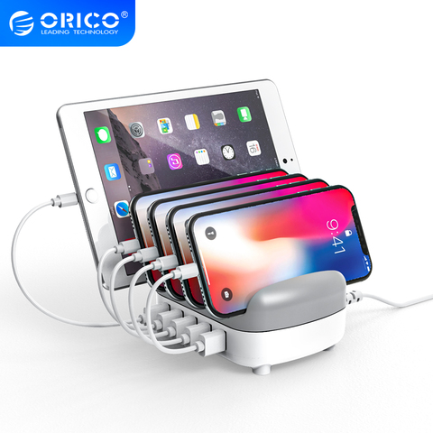 ORICO-estación de carga USB con soporte, 40W, 5V2.4A x 5, Cable USB gratis para iphone, ipad, PC, tableta Kindle ► Foto 1/6