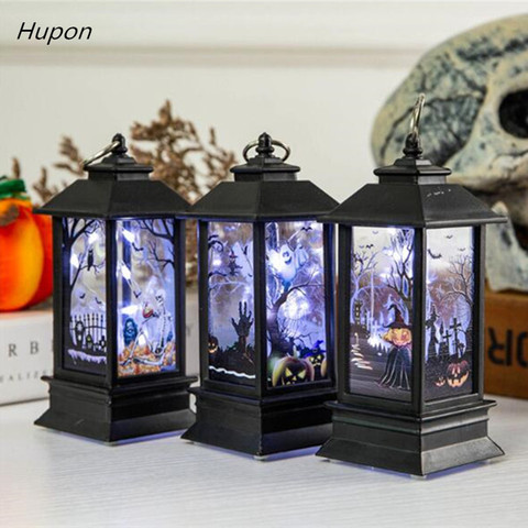 Accesorios de decoración de Halloween velas Led luz Vintage Castillo murciélagos calabaza linterna llama lámpara miedo Halloween fiesta suministros ► Foto 1/6