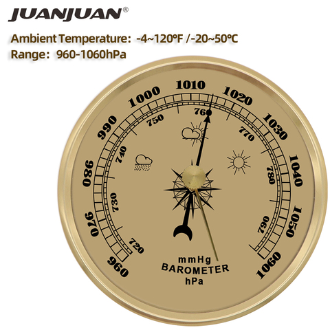 Barómetro doméstico montado en la pared 960-1060hPa medidor de presión estación meteorológica Metal barómetro colgante termómetro 30% de descuento ► Foto 1/6