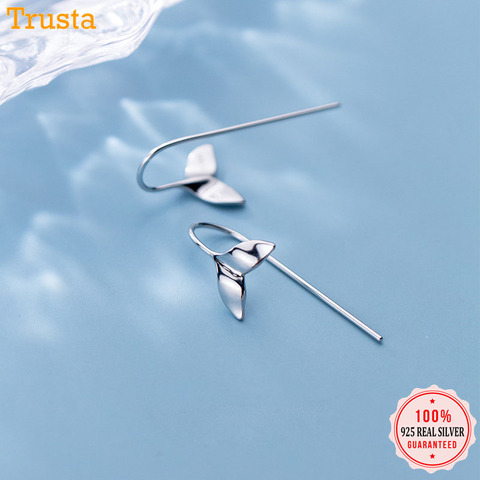 Trustdavis-pendientes de cola de sirena pequeña para mujer, de Plata de Ley 925 auténtica, anillo tobillero, collar para niña, joyería de plata 925 DA461 ► Foto 1/6