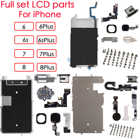 Para iPhone 6 iPhone 6 6P 6S 6SP 7P 8 8 Plu completa pantalla LCD soporte de Metal de la cámara del Frente Flex Cable piezas pequeñas con tornillos de ajuste completo ► Foto 1/4