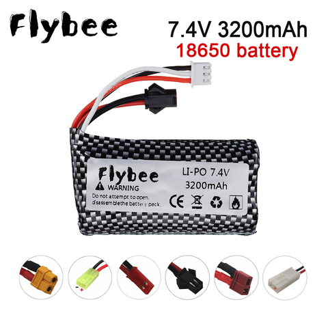 18650 de 7,4 V 3200mAh Lipo batería SM/JST/T/TAMIYA Plug para control remoto RC juguetes helicóptero piezas 7,4 V Lipo batería Juguetes ► Foto 1/6