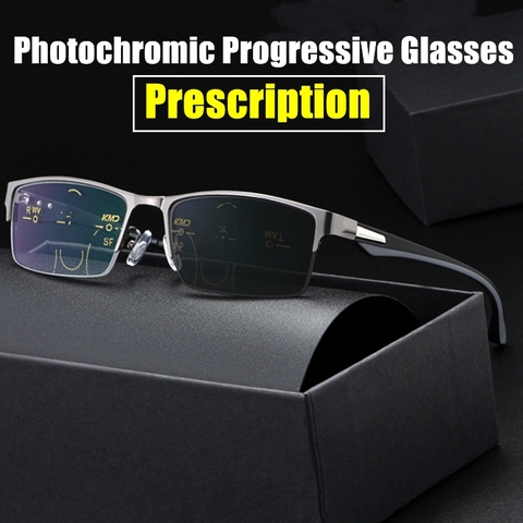 Graduación personalizada gafas hombres fotocrómico progresivo gafas de lectura multifocales simplificado TR90 templos luz Ultra CR-39 ► Foto 1/6