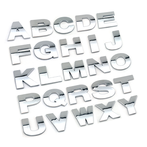 Letras cromadas 3d de plástico de 50mm para decoración de coche, autoadhesivas, con alfabeto, accesorios para coche ► Foto 1/5