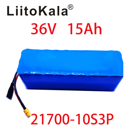 LiitoKala-Batería de alta potencia para bicicleta eléctrica, 36V, 15Ah, 21700, 5000mah, 10S3P, 500W, 42V, 15000mAh, BMS, XT60 ► Foto 1/2