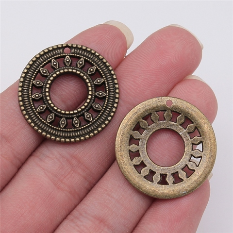 WYSIWYG 5 uds. De 26x26mm colgante de encantos circulares de Color bronce antiguo para fabricación de joyería DIY, accesorios de joyería ► Foto 1/2