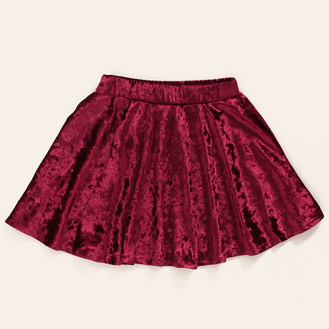Falda de terciopelo rojo vino para niñas, ropa de una pieza con corte en A, cintura elástica, dobladillo plisado, para Primavera/otoño ► Foto 1/5
