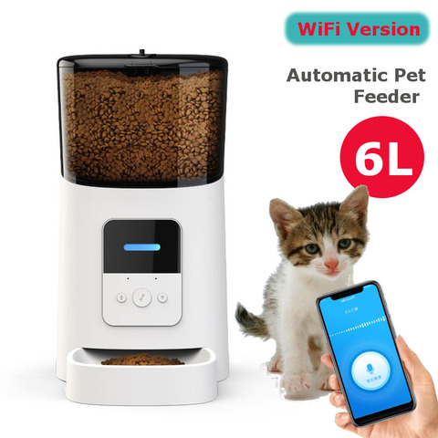 Alimentador automático de mascota inteligente de gran capacidad, 6L, Wifi, para gatos y perros, dispensador de alimentos inteligente, aplicación de Control remoto, temporizador, Alimentación de Mascotas ► Foto 1/6