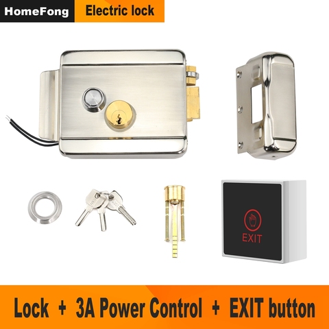 Homefong-cerradura eléctrica de Metal para puerta de portero automático para hogar, sistema de Control de acceso de puerta de vídeo, teléfono, Kit con Control de fuente de alimentación de 3A ► Foto 1/5
