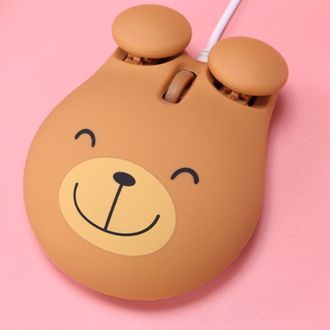 CHYI-Mini ratón de ordenador con cable USB para niños y niñas, ratón óptico con cable, Animal de dibujos animados 3d, regalo encantador, portátil ► Foto 1/6