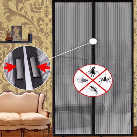 1 Juego de cortinas para puerta con cierre automático, Anti mosquitos, insectos, moscas, cortinas para cocina, cortinas de fibra de poliéster ► Foto 1/6