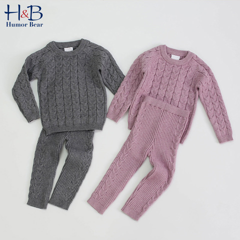 Humor Bear-Conjunto de ropa de otoño para niños y niñas, Jersey de punto de invierno + Pantalones, chándales de punto ► Foto 1/6