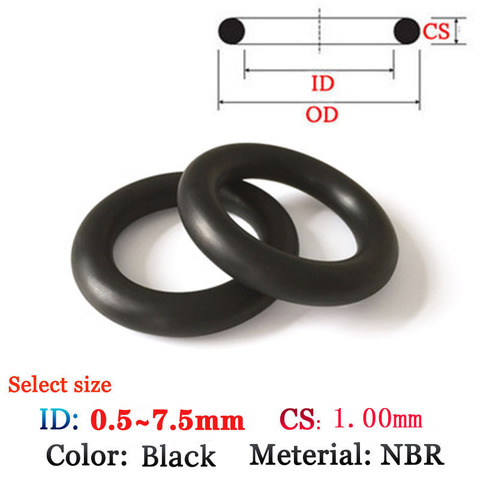 CS 1,0mm Fluoro de O-Ring 10 Uds sellos de arandela de plástico junta de anillo de silicona película de aceite y agua junta de sellado NBR anillo material ► Foto 1/3