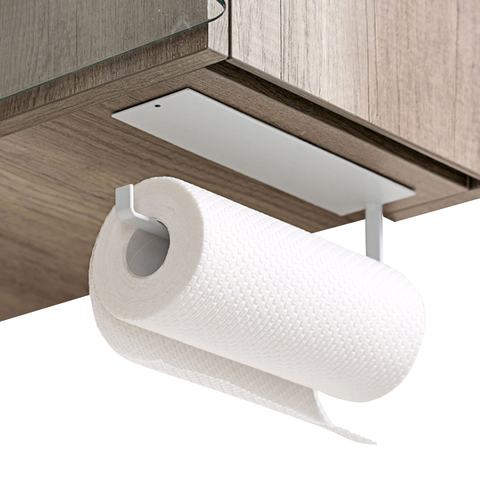 Soporte para papel de cocina, soporte para toalla de cocina, montaje en pared, Rollo, sin perforación, dispensador de papel para Baño ► Foto 1/6