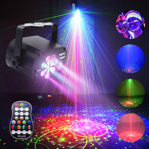 Proyector láser de luz LED para escenario, Dj, discoteca, con Control remoto, efecto de iluminación profesional para escenario, lámpara de fiesta en casa para boda ► Foto 1/6