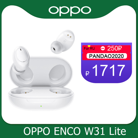 OPPO Enco W31 Lite auriculares inalámbricos TWS Bluetooth 5,0 auriculares bajos mejorados IP55 resistencia al agua para Reno 4 Pro 3 ► Foto 1/6