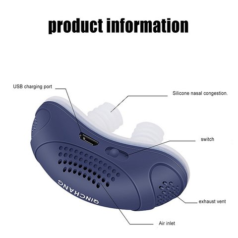 Dispositivo electrónico Micro eléctrico antironquidos, dispositivo antiapnea del sueño, ayuda para dejar de roncar, dispositivo antironquidos eléctrico por Usb ► Foto 1/6