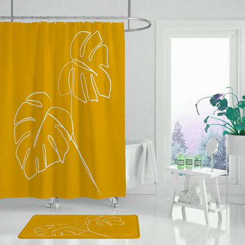 Cortina de ducha de poliéster con estampado Natural, cortina de ducha de alta calidad lavable con diseño de piña/flor/hoja ► Foto 1/6