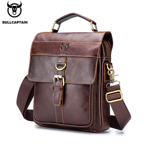 BULLCAPTAIN-Bolso bandolera de trabajo retro para hombre, de cuero bolso de hombro, bolso de moda informal, bolso para estudiante adolescente ► Foto 1/6