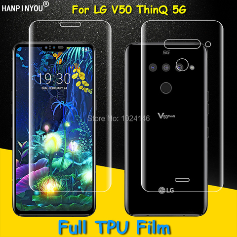 Protector de pantalla de película para LG V50 ThinQ 5G, cubierta de TPU suave y transparente de cobertura completa frontal/trasera, piezas curvadas (no vidrio templado) de 6,4 pulgadas ► Foto 1/6