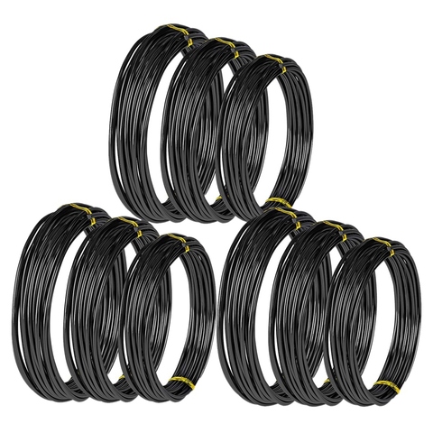 9 rollos de cables de Bonsai de aluminio anodizado con 3 tamaños (1,0 Mm, 1,5 Mm, 2,0 Mm), un Total de 147 pies (negro) ► Foto 1/6