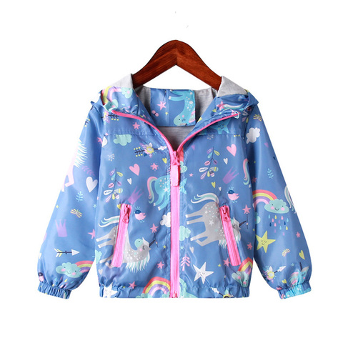 Chaqueta de primavera para niñas, abrigos con capucha, arco iris de unicornio para niñas pequeñas con estampado, ropa de abrigo, rompevientos para niños, chaquetas de otoño para niñas ► Foto 1/6