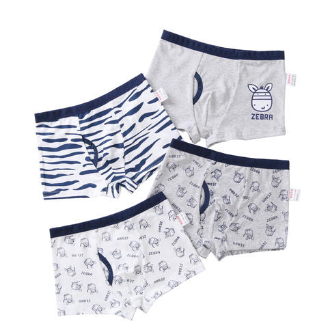 4 unids/lote de calzoncillos de algodón para niños, calzoncillos Boxer de dibujos animados, ropa interior para niños de 2 a 14 años ► Foto 1/6