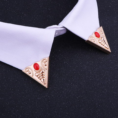 Retro triángulo de broche de Metal de los hombres Collar Clip para Cuello de camisa Vintage clásico broches esmaltados Ropa Accesorios de mujer ► Foto 1/6