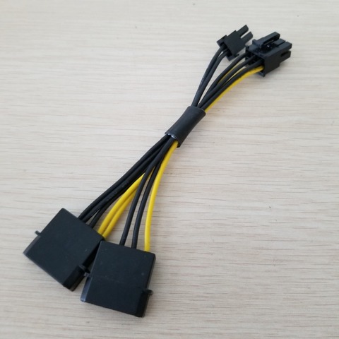 Dual 4Pin IDE Molex a PCI-E PCI Express de gráficos de Video Tarjeta de pantalla 8Pin ( 6Pin + 2Pin) Cable de alimentación 18AWG de 15cm para BTC ► Foto 1/4