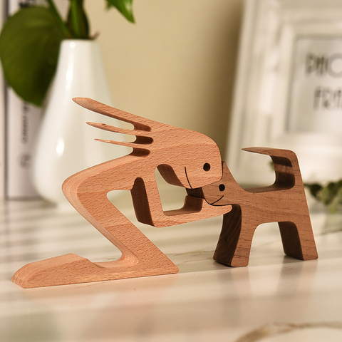 Figuritas de gatos de madera para mujer, adorno de animales pequeños de talla pequeña, decoración de oficina para hombre y cachorro, regalo para pareja ► Foto 1/1