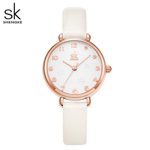 Shengke-Reloj con correa de cuero para mujer, nuevo accesorio informal, sencillo, caja de Reloj de cuarzo, para vestido ► Foto 1/6