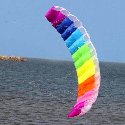 Cometa de línea Dual de arcoíris, 1,4/2/2, 7m, parapente suave de paracaídas, para surfear, deportes al aire libre, para playa ► Foto 1/6