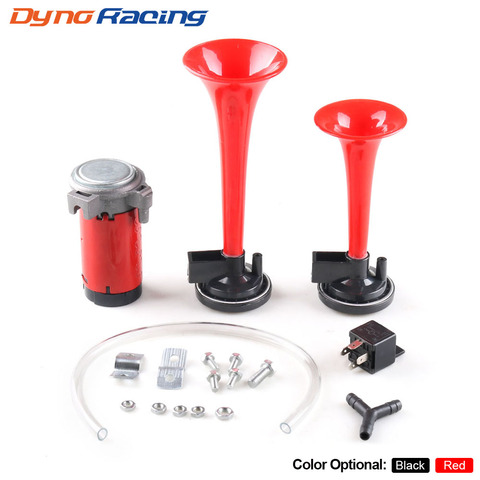 Bocina de aire de motocicleta para coche, 12V, 115dB, rojo/Negro, Kit de tren, bocina doble, Ultra fuerte ► Foto 1/6