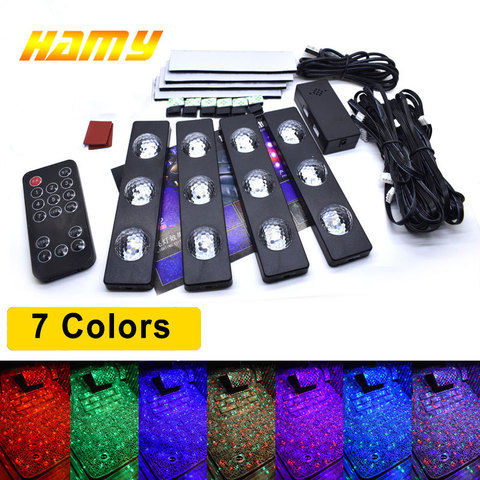 Uds Interior del coche LED de luz de tira de RGB decorativo de estilismo lámparas de ambiente USB inalámbrico control remoto atmósfera música pie lámpara ► Foto 1/6