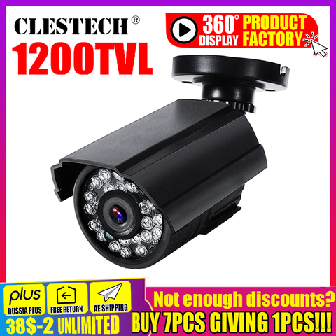 Julio gran venta Real 1200TVL HD CCTV Mini cámara al aire libre impermeable IP66 24led IR-CUT infrarrojos seguridad Surveillanc analógico vidicón ► Foto 1/6