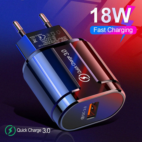 Cargador rápido QC3.0 de 18W, 5V, 3A, para teléfono móvil, iPhone, Samsung, Huawei, teléfono Xiaomi, 3,0 ► Foto 1/6